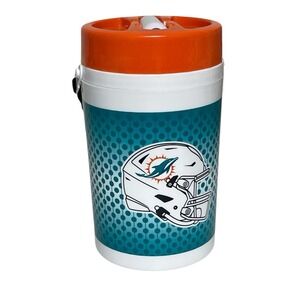 Miami Dolphins NFL Travel Mug Football Insulated Drink Tumbler Orange White Teal